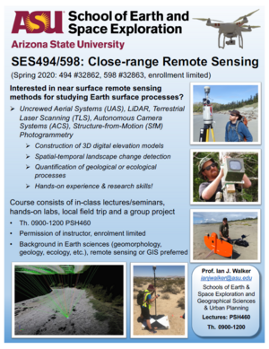 Flyer for the Close-range Remote Sensing Class. Flyer can be downloaded below. Details on flyer are also below.