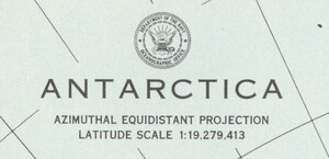 U.S. Navy Oceanographic Office seal and projection details reading Azimuthal Equidistant Projection Latitude Scale 1:19,279,413