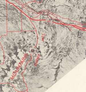 A zoom in on the bottom right of the map, showing a portion of state route 83 going through the empire mountains.