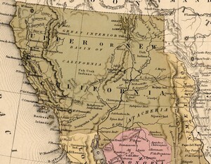 Map magnified to show Northern Mexico territory eventually ceded to the United States