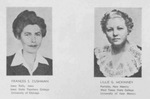 (From left to right) Superintendent Francis Cushman and Principal Lillie McKinny in 1944-1945