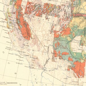 California, Nevada, and Arizona magnified to show large unsurveyed areas of land