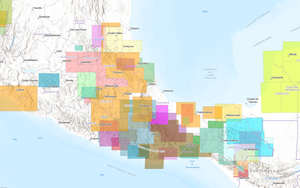 Various languages in southern Mexico depicted with a multitude of colors. 