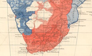 modern South Africa and surrounding lands magnified to show high proportion of comprehensive British topographic surveys