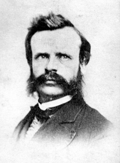 FORMAL PORTRAIT OF JOHN WESLEY POWELL. WITH MUSTACHE ONLY. NO BEARD. AGE 35. CIRCA 1869