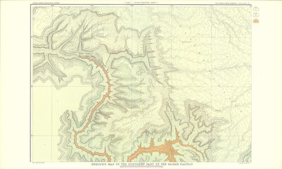 Historic geologic map from the 1882 Tertiary History of the Grand Canon with Atlas, a.k.a, "Dutton's Atlas".
