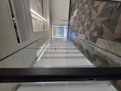 Photo of glass walls in Labriola Center space