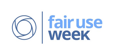 the words fair use week, with a 4-part circle representing the four factors of fair use