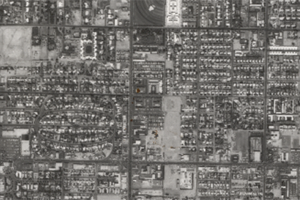 An aerial photograph showing a portion of Phoenix from 1972