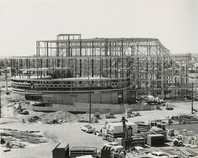 Photograph of Gammage Memorial Auditorium under construction