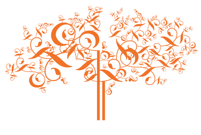 a calligraphic tree logo