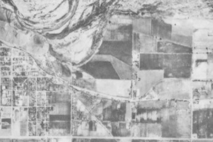 A historic aerial photograph covering a portion of the salt river valley from the 1930's.
