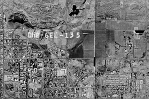 A historic aerial photograph covering a portion of northern tempe.
