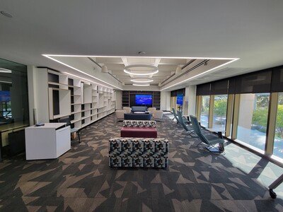 Photo of Labriola Center's new space with furniture facing south side